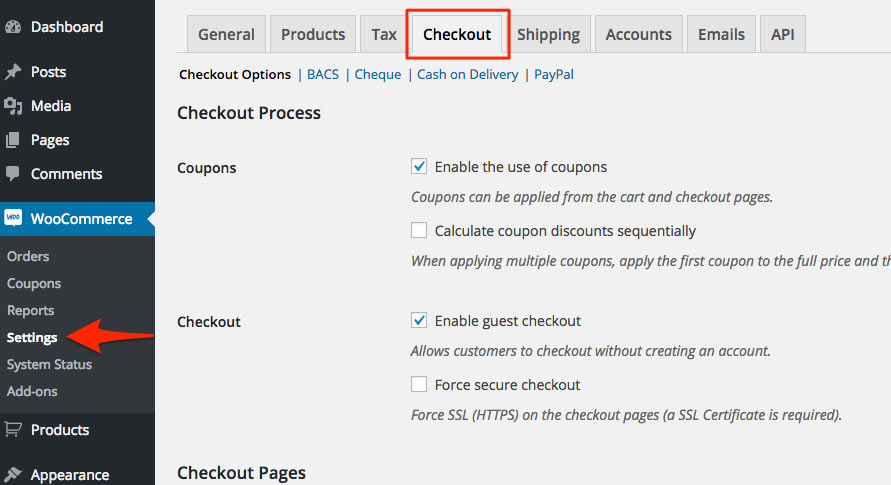 woocommerce_settings_checkout